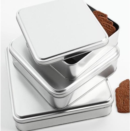 Köşeli Gümüş Teneke (Metal) Kutu 