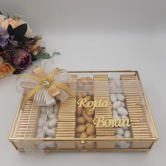 Dekoratif Pirinç Çerçeveli Cam Kutu,Şık Camdan Kapaklı Kutu Cam Kutu