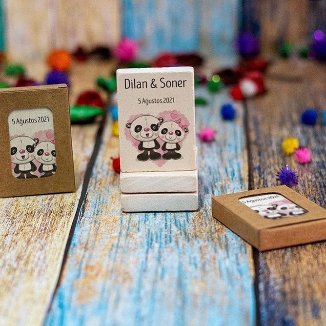 Panda Baskılı Doğal Taş Magnet