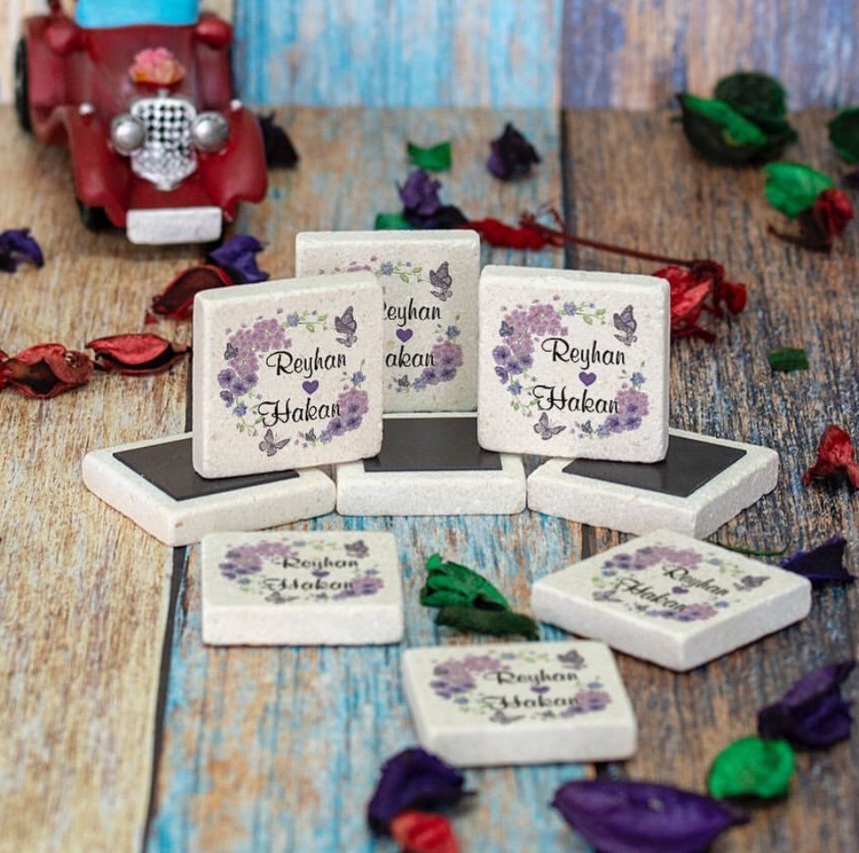 İsme Özel Baskılı Doğal Taş Magnet
