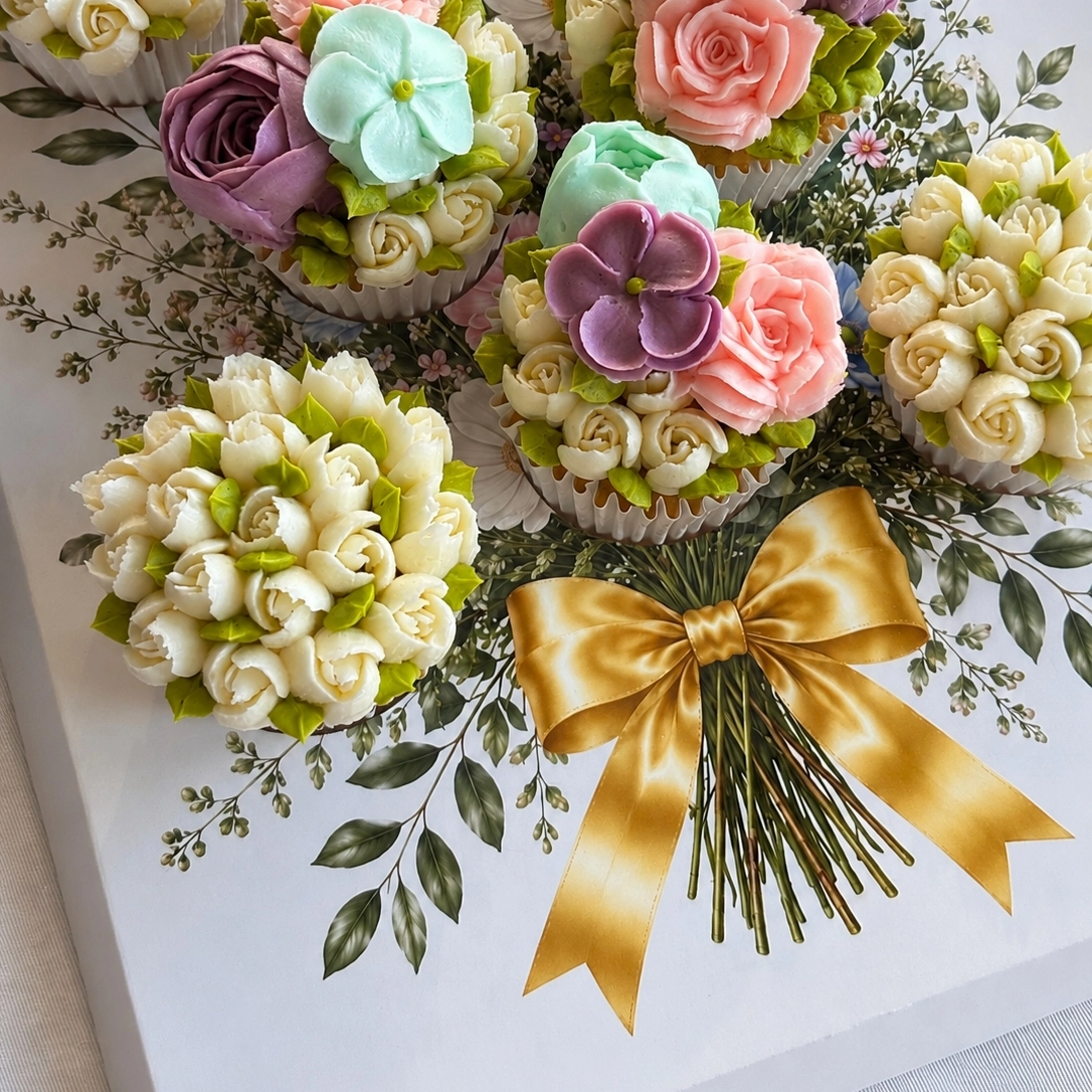 8’li Çiçek Cupcake Kutusu – Pencereli Cupcake Buketi Kutusu Beyaz