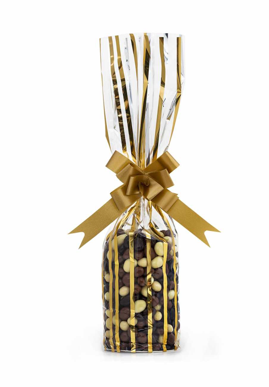 İnce Altın Çizgili Şeffaf Poşet 50 ’li