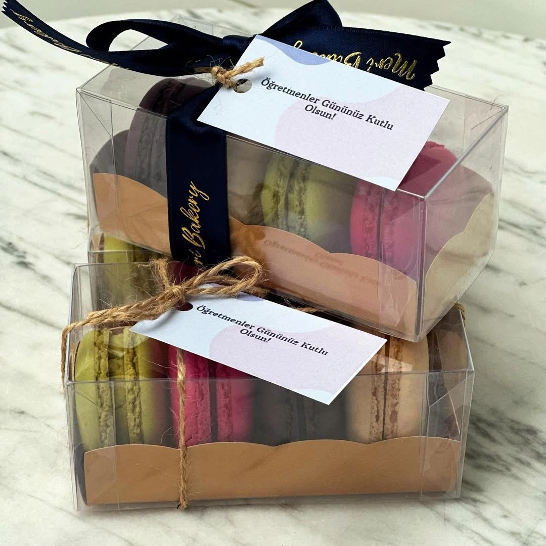 11x5x5 cm Renkli Tabanlıklı Asetat Makaron Kutusu (5’li Paket)