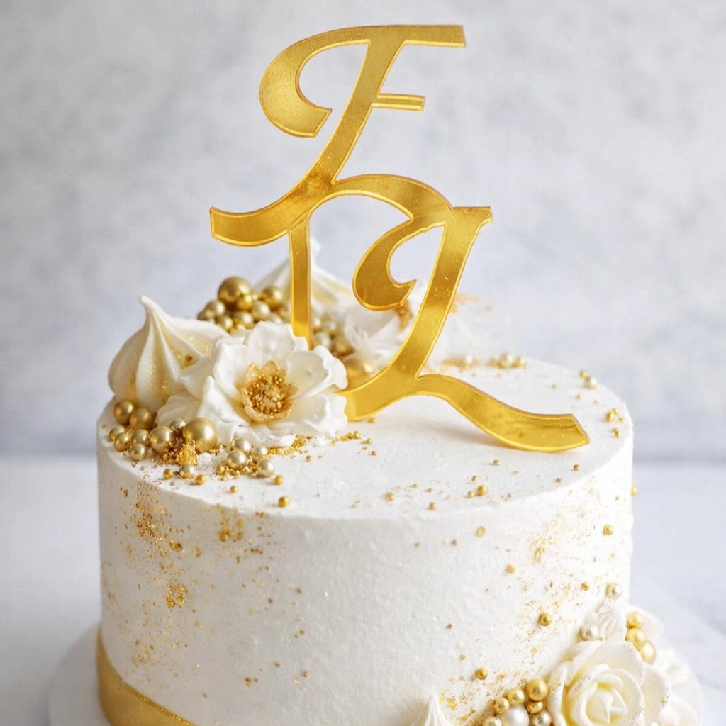 Baş Harfler Pleksi Pasta Süsü