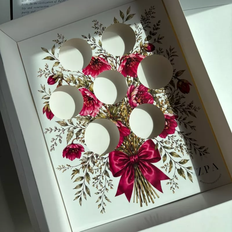 Fiyonk Demet Baskılı 7 Bölmeli Çiçek Cupcake Kutusu