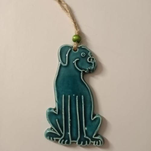 Seramik Köpek Şeklinde Turkuaz Dekoratif Obje