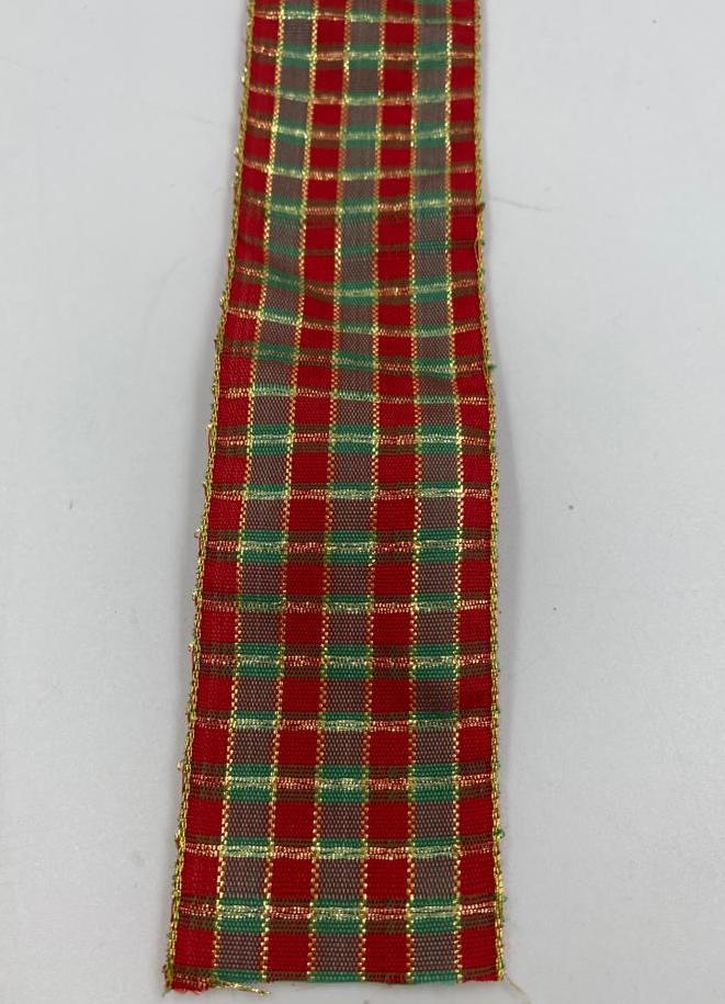 Gold Sim Kenarlı Ekoseli  Yılbaşı Kurdelesi 10 mt