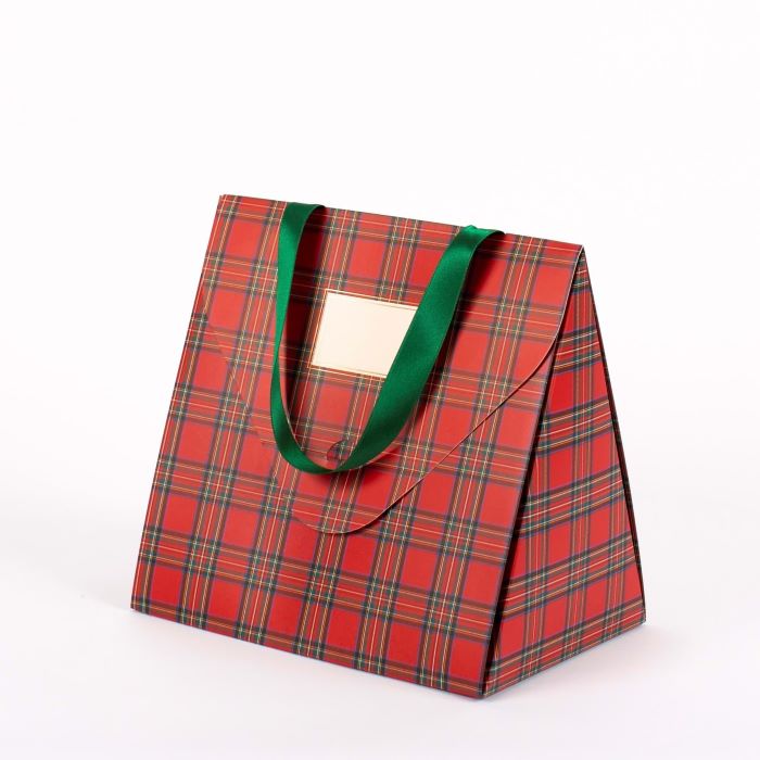 Ekoseli Üçgen Karton Çanta