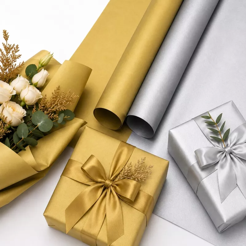 Gold ve Gümüş Pelür Kağıdı  | Lüks Ambalaj ve Hediye Paketleme Kağıdı (5’li Paket)