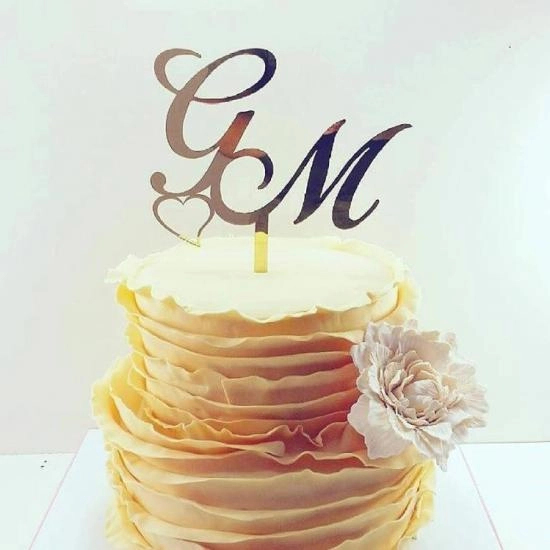 İki Harfli Pleksi Pasta Süsü (Baş Harf Tasarım)