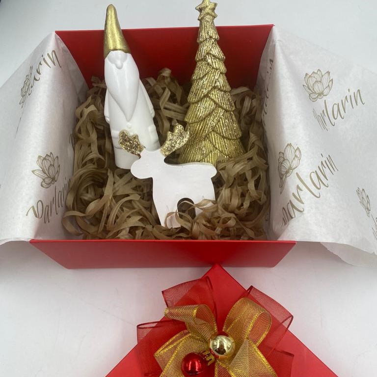 Gold ve Beyaz Yılbaşı Bibloları Hediye Kutusu