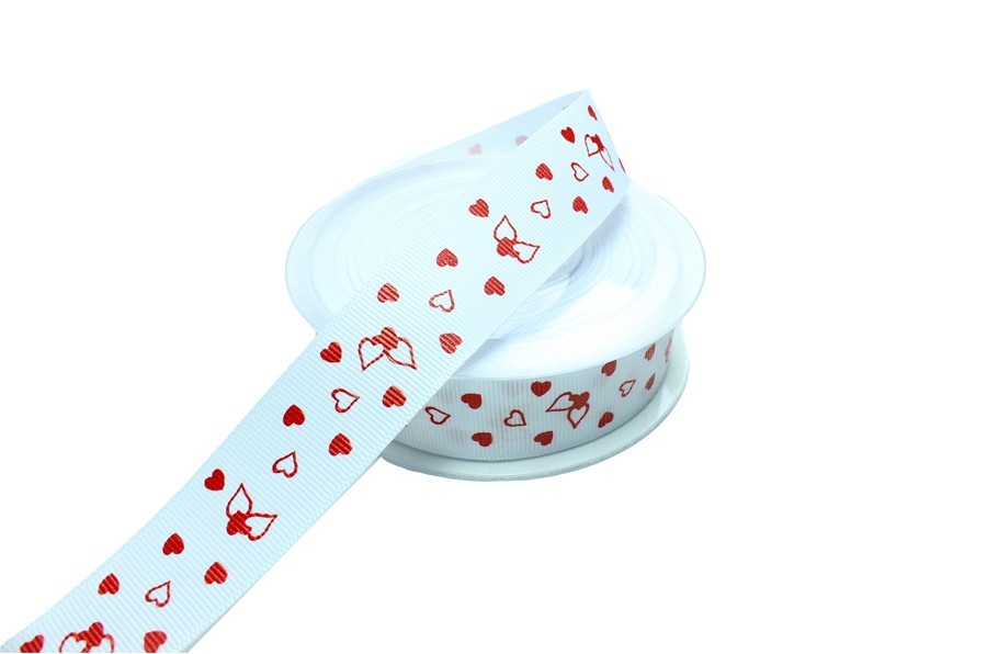 Kanatlı Kalp Baskılı Grogren Kurdele