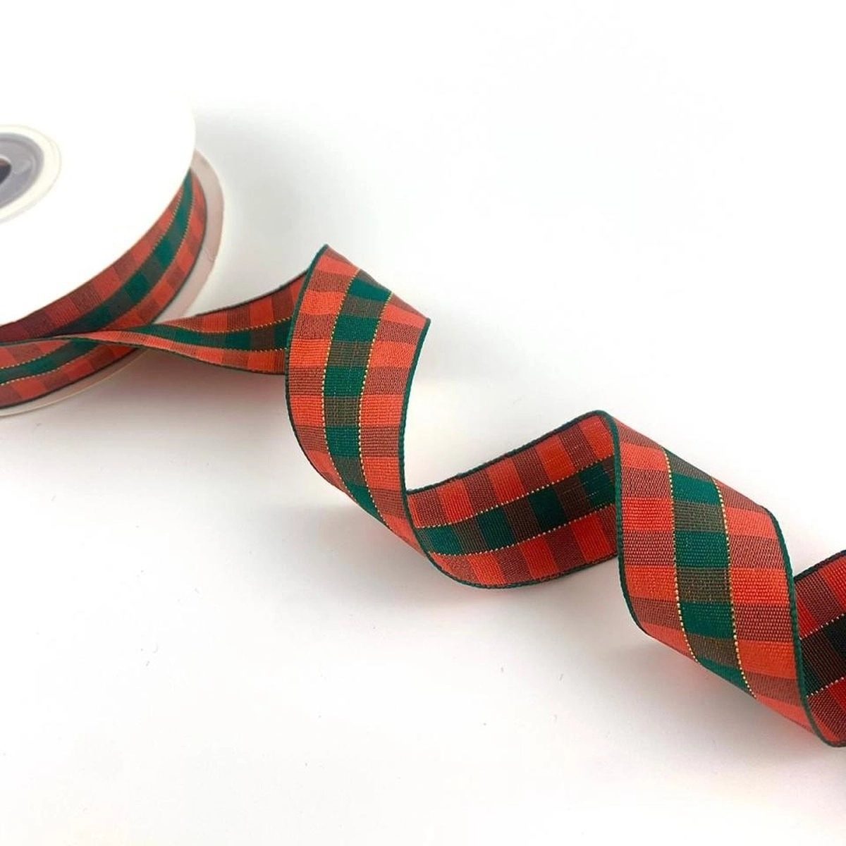 Kırmızı Yeşil Ekoseli Yılbaşı Kurdelesi 2,5 cm (20 mt’lik)