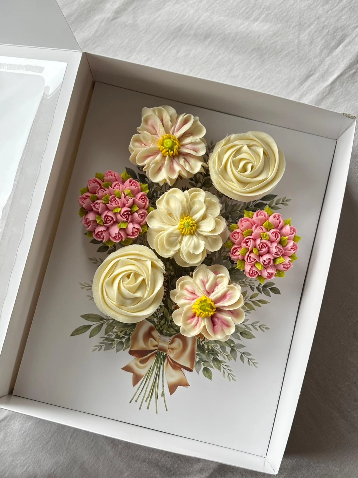 Fiyonk Demet Baskılı 7 Bölmeli Çiçek Cupcake Kutusu