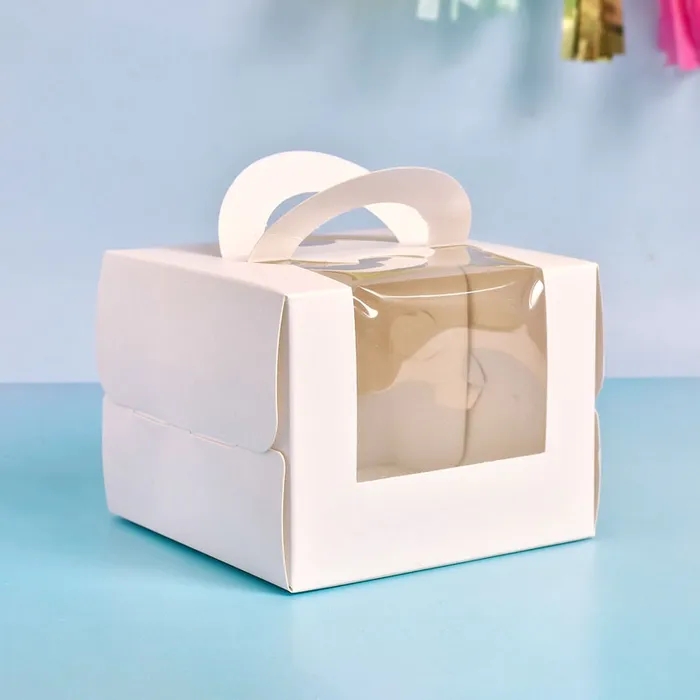 Tabanlıklı Asetat Pencereli Büyük Pasta Kutusu 26x26x17 cm