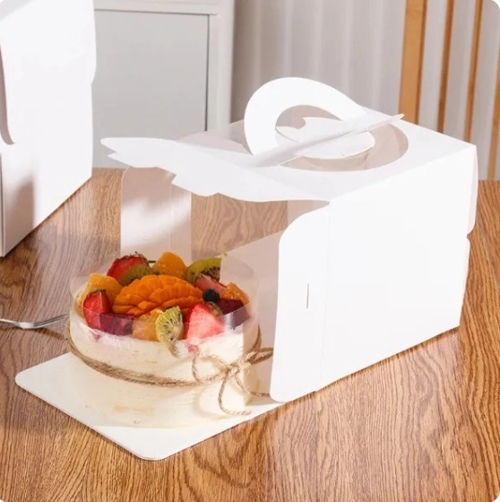 Tabanlıklı Asetat Pencereli Büyük Pasta Kutusu 26x26x17 cm