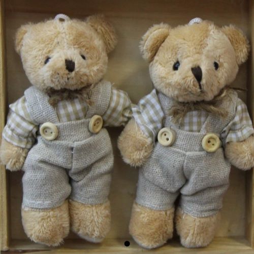 12 cm Erkek Elbiseli Kahverengi Ayıcık Anahtarlık 3 ’lü