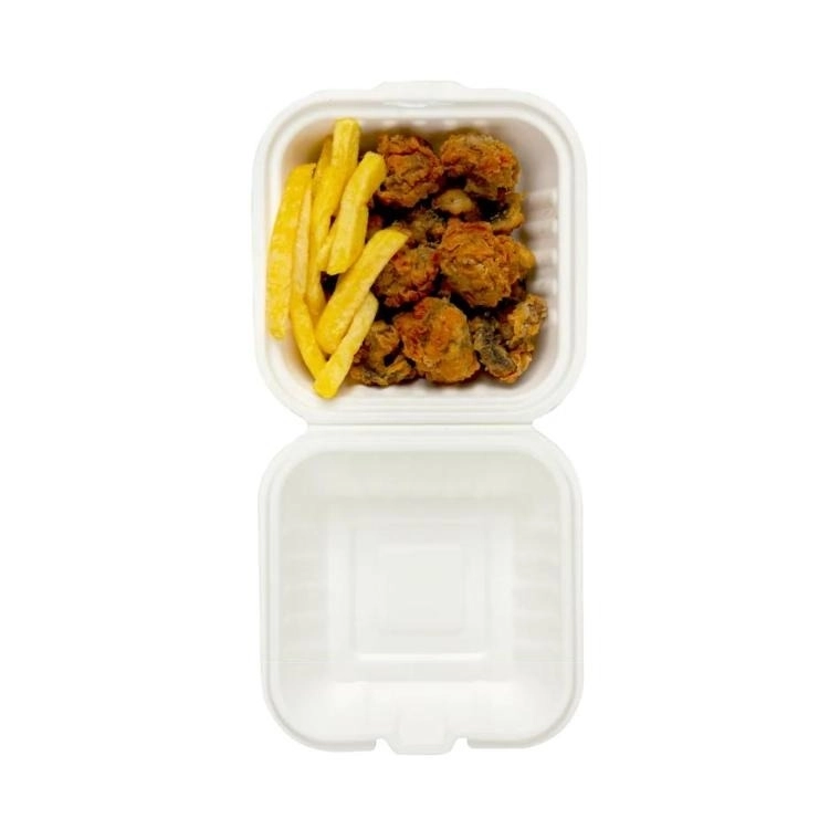 Hamburger Kutusu 15x15 cm – Şeker Kamışından Kilitli Burger Kutusu (6’lı Paket)