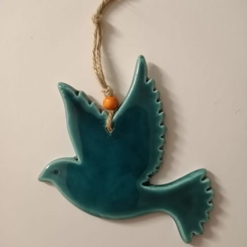 Seramik Kuş Şeklinde Turkuaz Dekoratif Obje