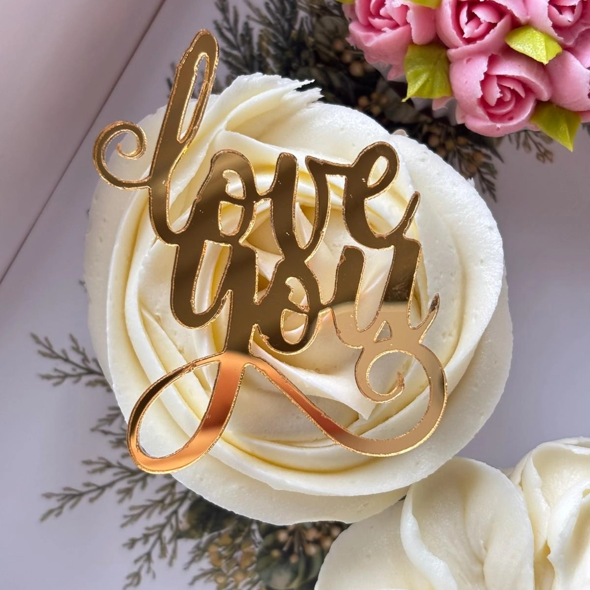 Love You Yazılı Pleksi Cupcake Süsü