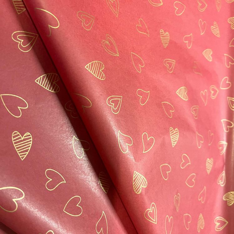 Sevgililer Günü Kalp Desenli Kırmızı Pelür Kağıt 