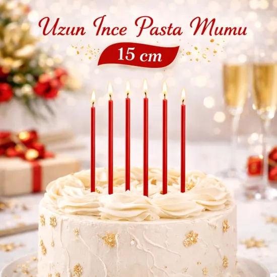15 cm Uzun İnce Pasta Mumu | Doğum Günü Mumları