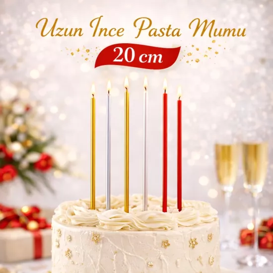 20 cm Uzun Pasta Mumu |   Uzun ve Gösterişli Mum