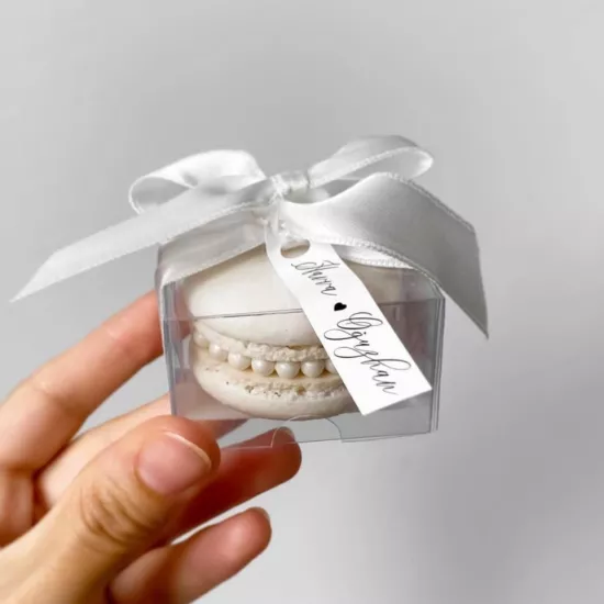 5x5x3 cm Mini Şeffaf Asetat Kutu | Makaron Kutusu