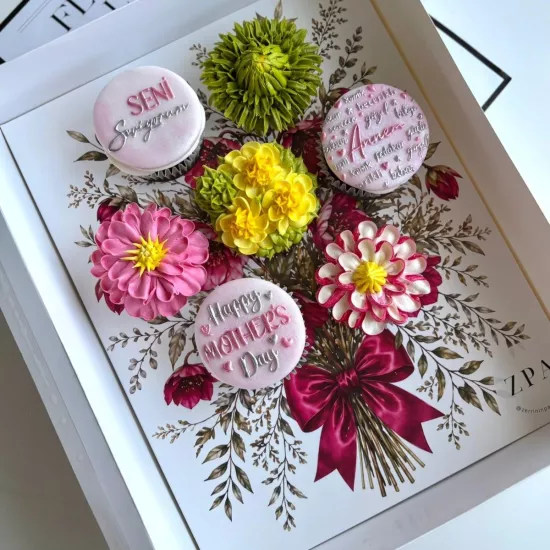  Fiyonk Demet Baskılı Çiçek Cupcake Kutusu 