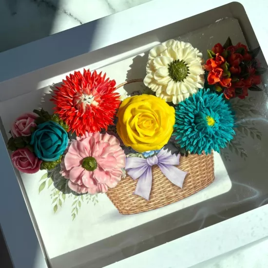 Sepet Baskılı Pencereli Cupcake Kutusu