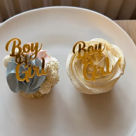 Boy or Girl Baby Shower Pleksi Cupcake Süsü 