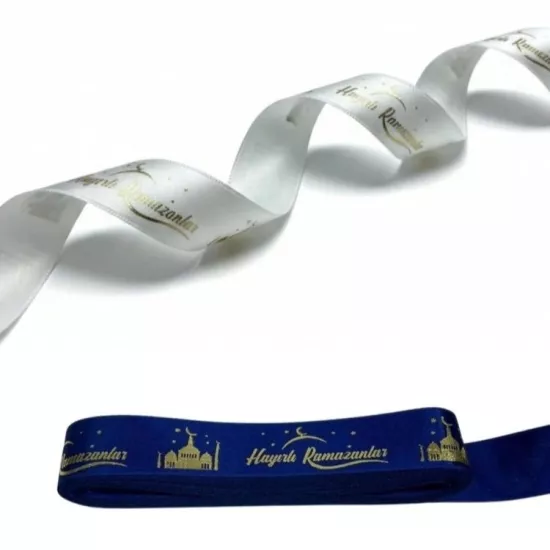 Altın Varaklı Hayırlı Ramazanlar Saten Kurdele 