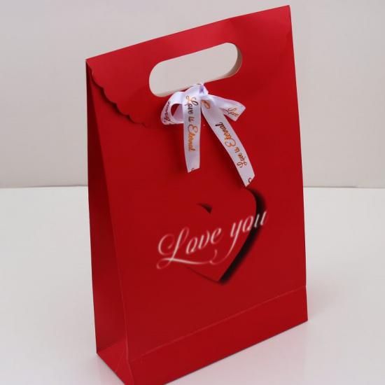 Karton Çanta | Sevgililer Günü Çantası | Hediye Çantası | Kırmızı Çanta