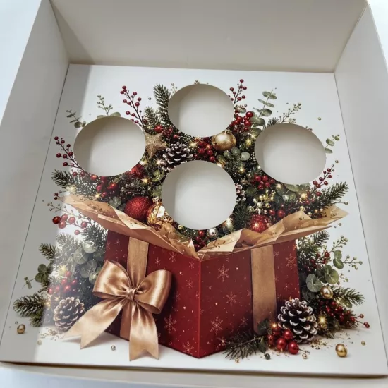 Yılbaşı Temalı 4’lü Cupcake Kutusu
