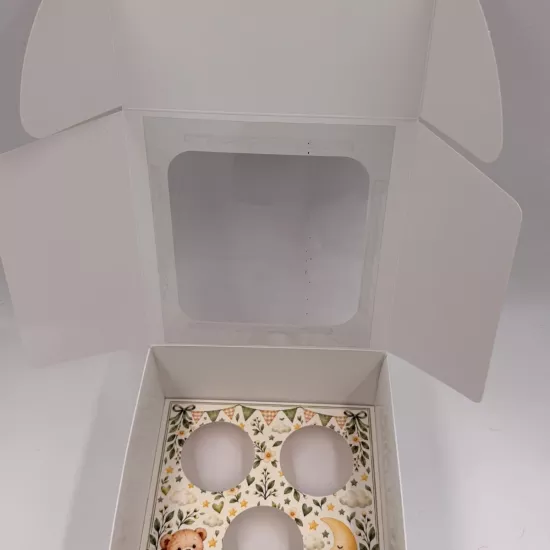 Hoşgeldin Bebek Temalı 3’lü Pencereli Cupcake Kutusu - Bebek Hediyesi