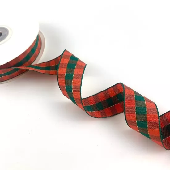 Ekoseli Yılbaşı Kurdelesi 2,5 cm 20 Metre