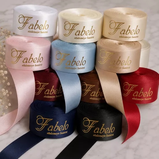 Gold Yaldız Baskılı Saten Kurdele