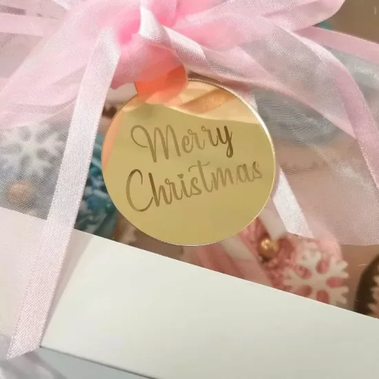 Merry Christmas Yazılı Pleksi Cupcake Topper  