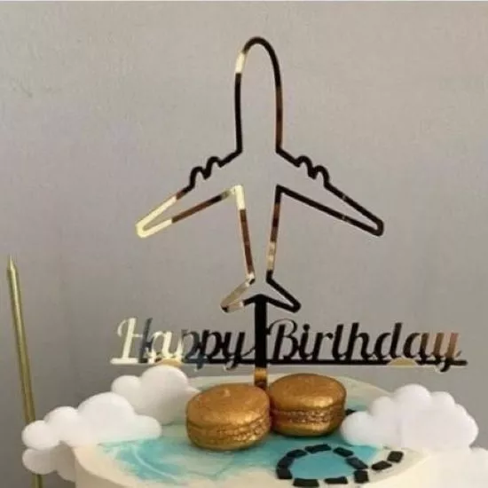Uçak Figürlü Happy Birthday Pasta Süsü 