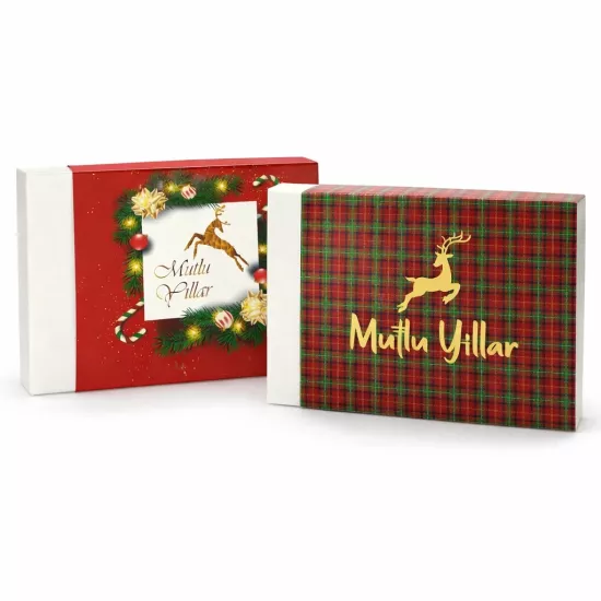 Yılbaşı Çikolata Kutusu|Mutlu Yıllar Desenli Kutu 