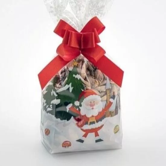 Noel Baba Top Oynarken Şeffaf Poşet