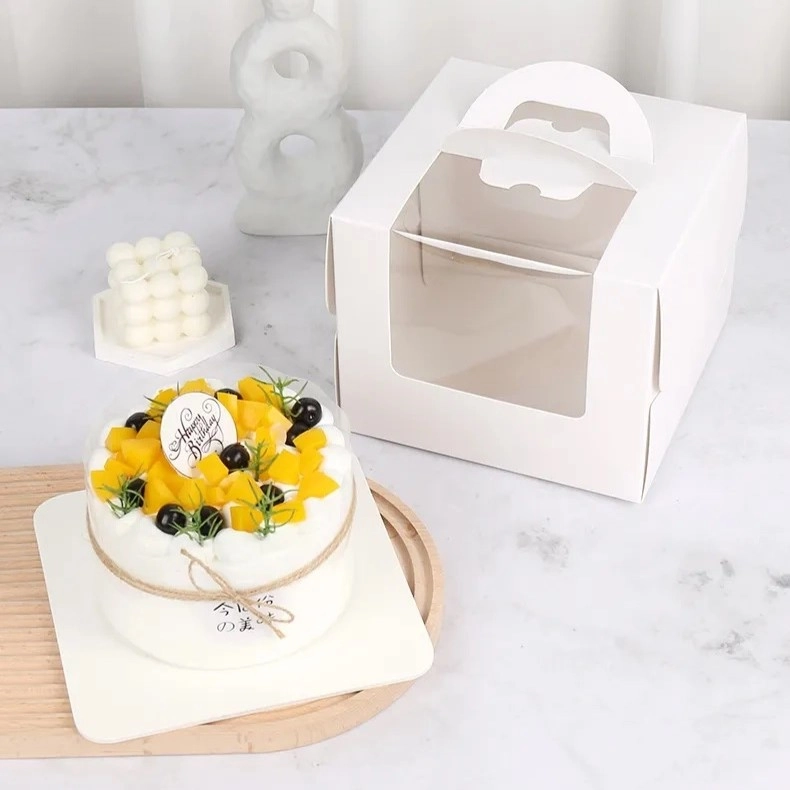 Tabanlıklı Pencereli Saplı Mini Pasta Kutusu 15x16x12,5 cm – Bento ve Fincan Pasta Kutusu