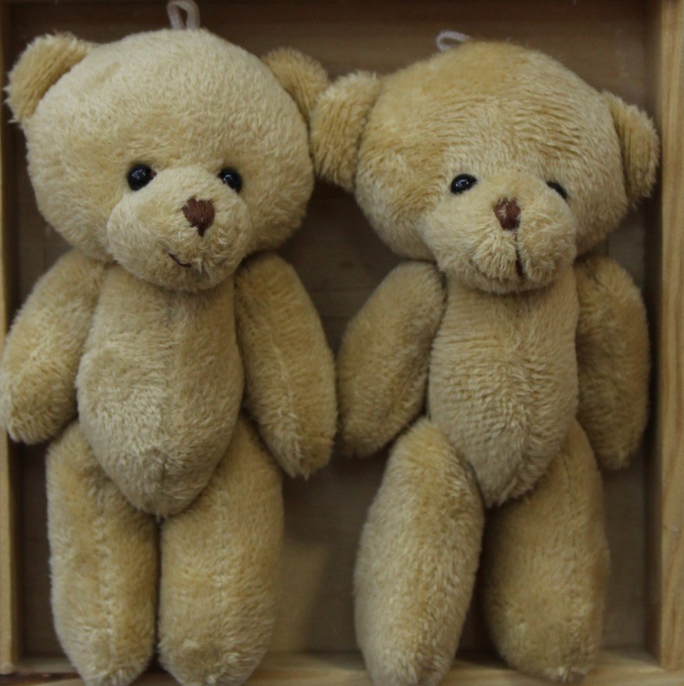 12 cm Kahverengi Tüysüz Ayıcık Anahtarlık 3 ’lü