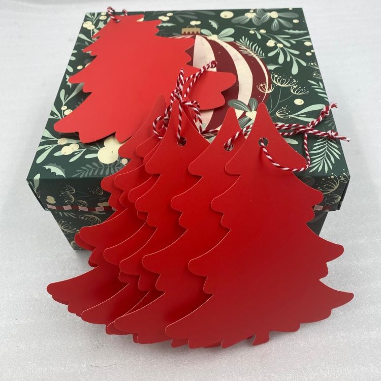 Kırmızı Yılbaşı Ağacı Etiketi & Süsü 50 ’li