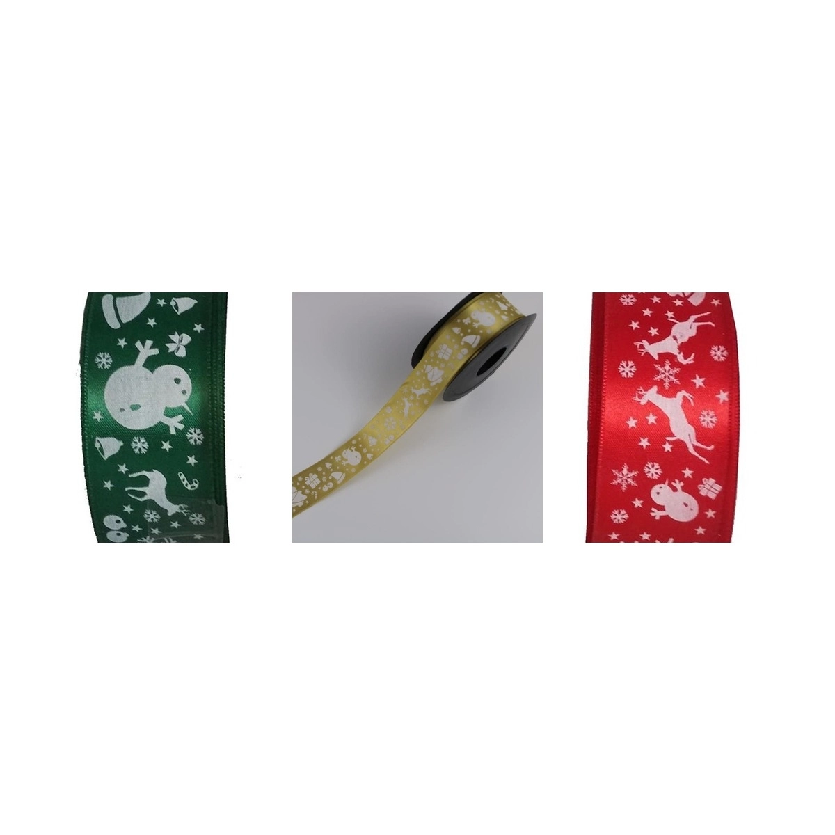 Yılbaşı Figürleri Baskılı Saten Kurdele 3 cm (20 mt’lik)