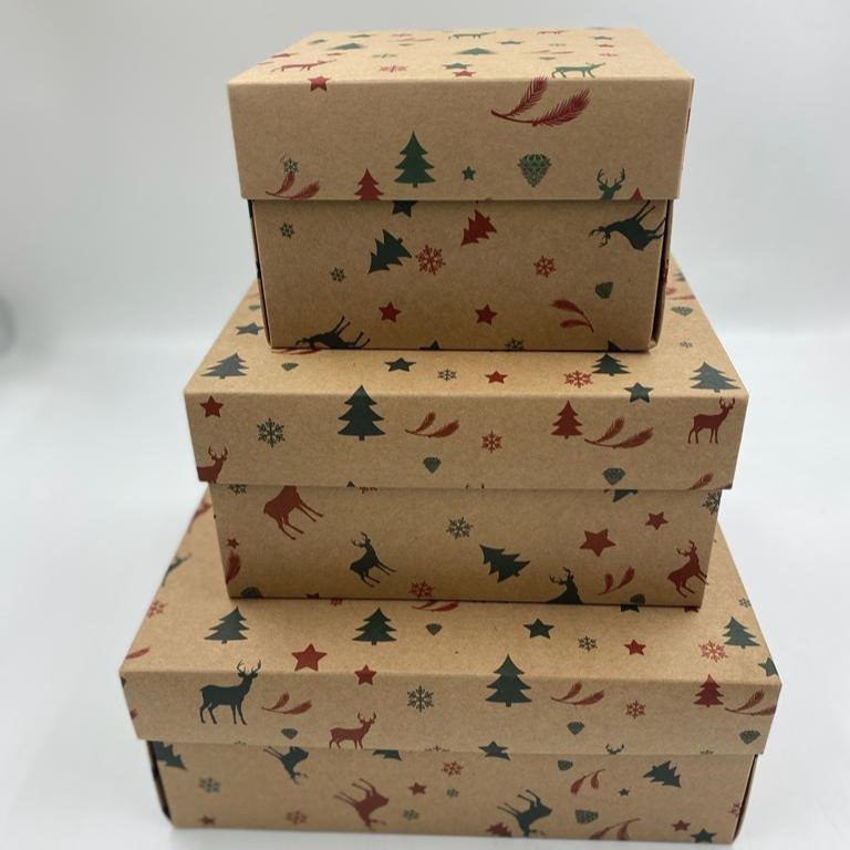 Yılbaşı Desenli Hediyelik Karton Kutu