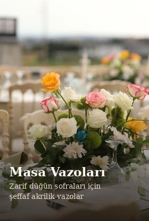 Düğün masası çiçek süslemesi vazoları - Falbelo