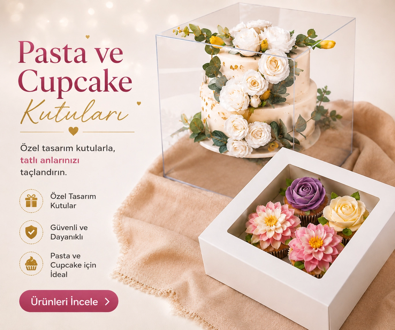 Pasta ve Cupcake Kutuları / Falbelo