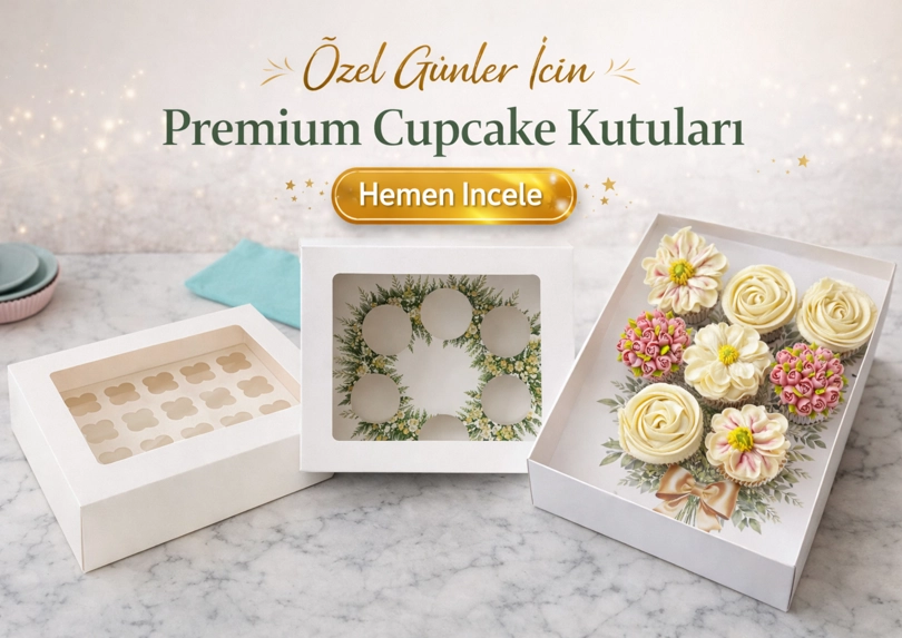 Cupcake Kutuları – Özel Günler İçin Premium ve Şık Kutular / Şık cupcake kutuları, 6’lı 12’li cupcake kutusu modelleri ve sunum çözümleri